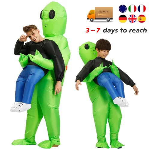 ET Alien inflatable suit Alien Monster Inflatable Costume Scary Green Alien Cosplay Costume For Adult  Party Festival Stage - Imagem 2