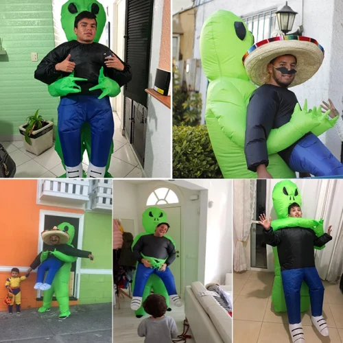 ET Alien inflatable suit Alien Monster Inflatable Costume Scary Green Alien Cosplay Costume For Adult  Party Festival Stage - Imagem 13