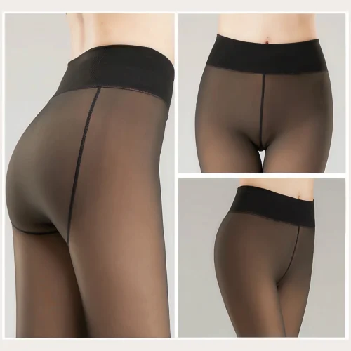 Meia Calca Acolchoada Quente e Fria, Meia-calça Elástica de Inverno Para Mulheres Pelúcia Super Quente Com Pé - Imagem 7