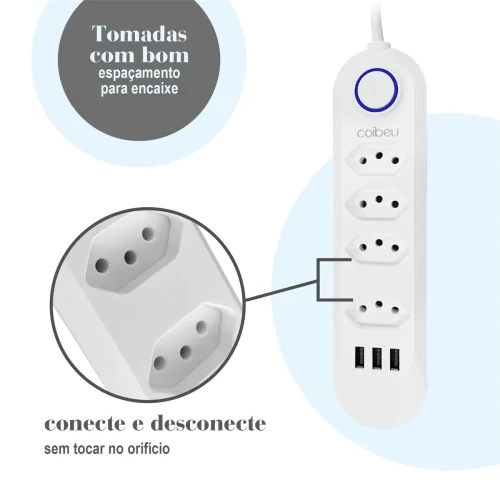 tomada usb,2m,tomada,filtro de linha,plug,extensão tomada,extensao de tomada elétrica,torre de tomadas retrátil padrão brasil - Imagem 3