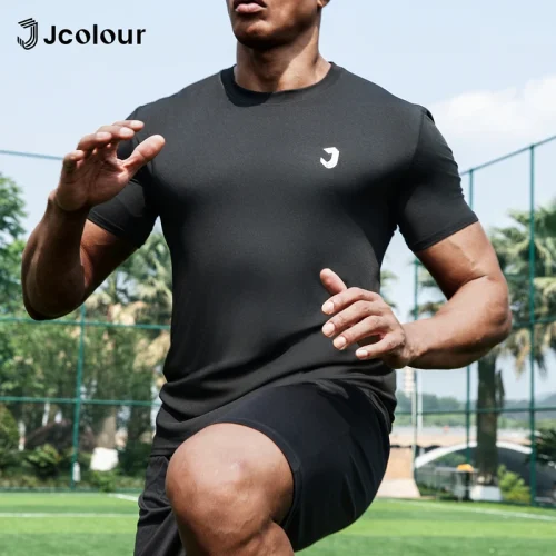 Camiseta esportiva masculina，Camisa de corrida de secagem rápida，Camisa de futebol respirável，Roupas de esportes，Camiseta - Imagem 2