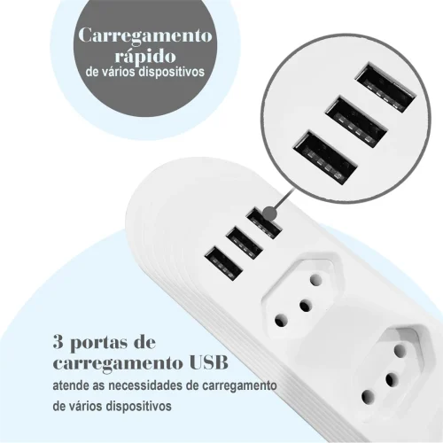 tomada usb,2m,tomada,filtro de linha,plug,extensão tomada,extensao de tomada elétrica,torre de tomadas retrátil padrão brasil - Imagem 5