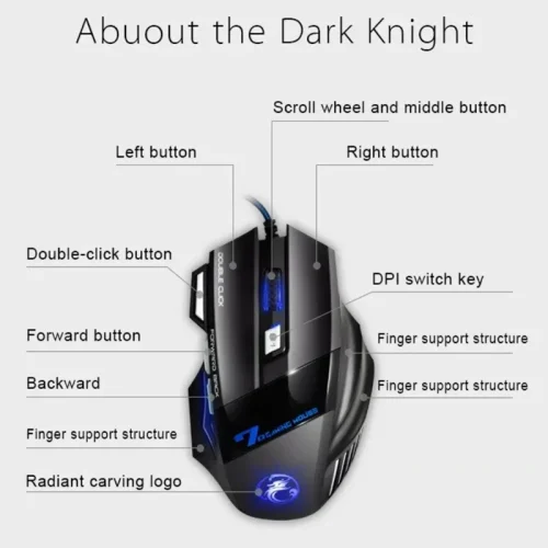 Brasil mouse x7 botão retroiluminado mouse ergonômico 5500 dpi mouse ajustável, adequado para pc laptop desktop mouse - Imagem 6