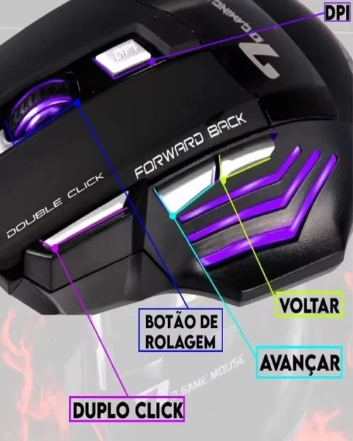 Brasil mouse x7 botão retroiluminado mouse ergonômico 5500 dpi mouse ajustável, adequado para pc laptop desktop mouse - Imagem 14