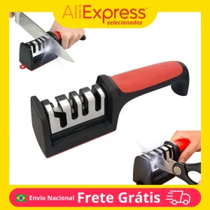 Afiador 4 em 1 Profissional para Facas e Tesouras, Amolador Multifuncional de Cozinha, Ideal para Utensílios Domésticos, Afiação