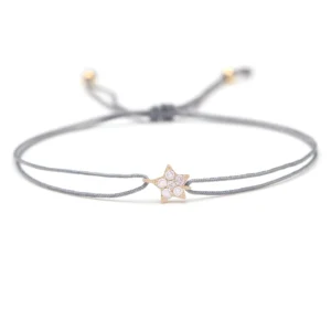 Mini cordão trançado com estrela de cinco pontas, pulseira de cobre de cristal preto com zircônia, branca, vermelha e cinza, joia bonita para homens e mulheres