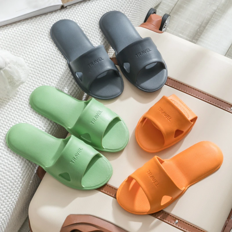 Chinelos de viagem dobráveis casa hotel portátil slides antiderrapante casa de banho slides das mulheres dos homens unisex eva macio sapatos planos - Imagem 4