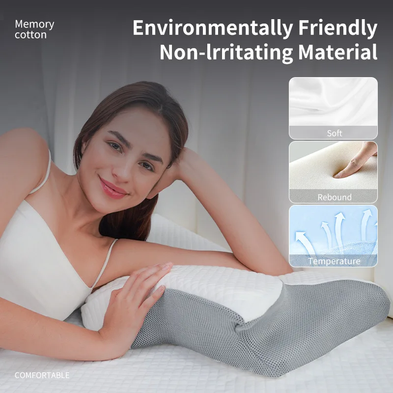 New Single Sided Memory Foam Pillow for Side Sleepers Slow Rebound Cervical Support Pillow Core Adult Sleep Space Cotton Pillow - Imagem 2