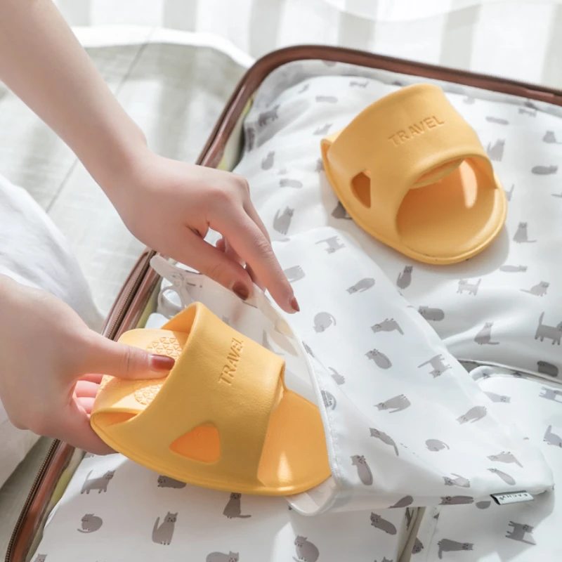 Chinelos de viagem dobráveis casa hotel portátil slides antiderrapante casa de banho slides das mulheres dos homens unisex eva macio sapatos planos - Imagem 2