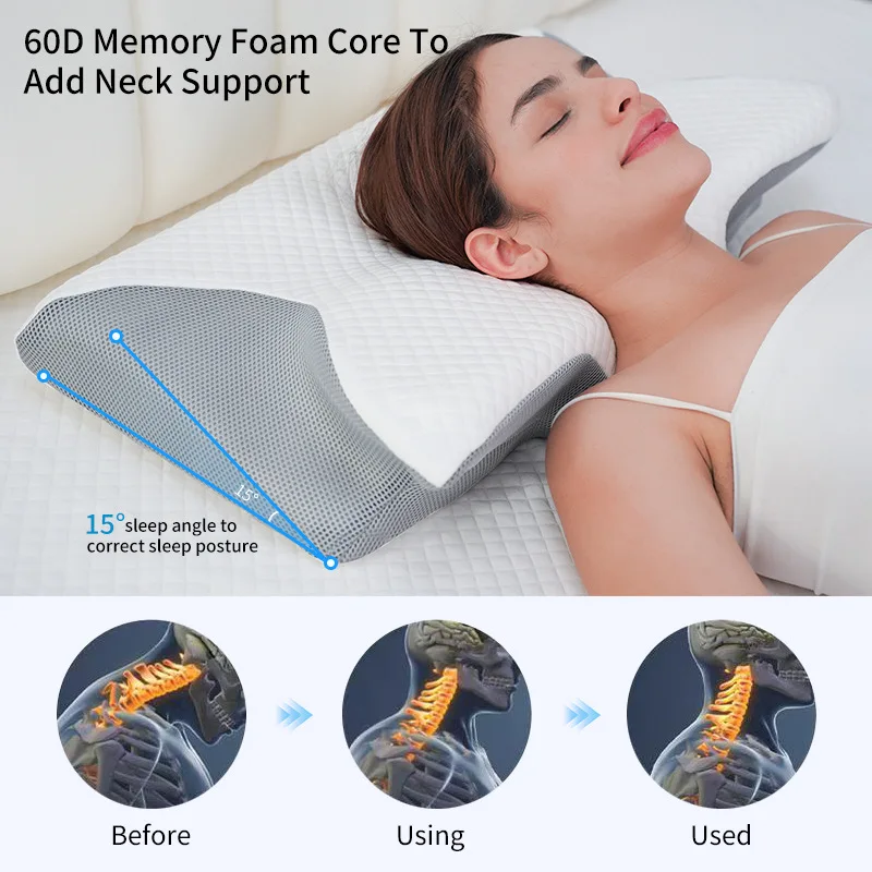 New Single Sided Memory Foam Pillow for Side Sleepers Slow Rebound Cervical Support Pillow Core Adult Sleep Space Cotton Pillow