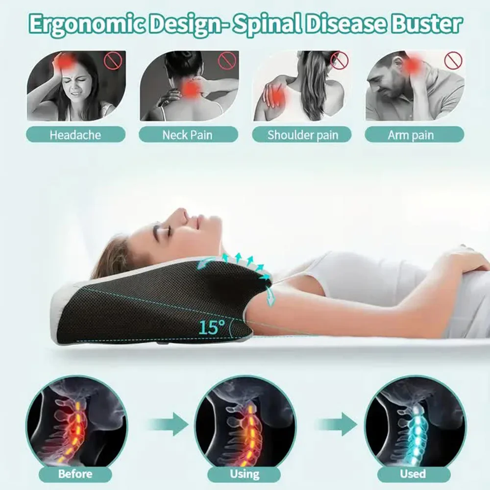 Travesseiro cervical borboleta, espuma de memória, recuperação lenta, ortopédico, suporte para pescoço, travesseiro de contorno para alívio da dor, dormir, relaxar - Imagem 6