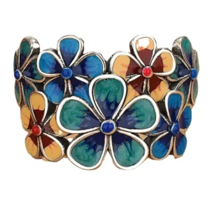 Novo anel florido esmaltado para mulheres com atmosférico retrô azul flor casal anel minimalista festa joias presente