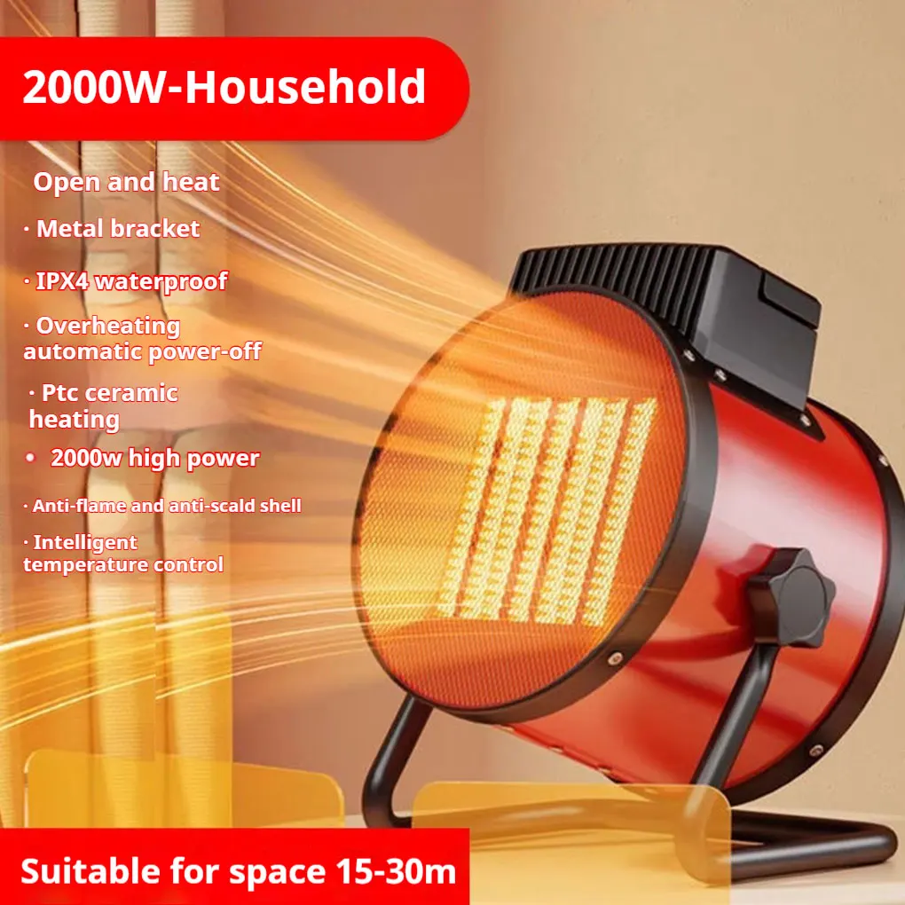 Aquecedor elétrico de ar com termostato, 2000w, uso interno, aquecimento rápido, ajuste de 3 velocidades, proteção contra superaquecimento, aquecedor de espaço