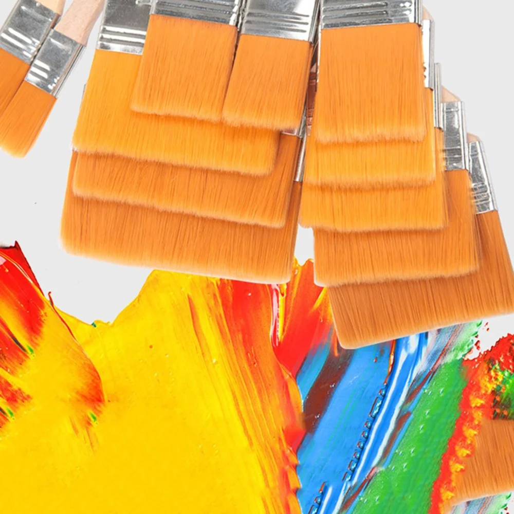 12 pçs/set memória pincéis de pintura de náilon conjunto para acrílico óleo desenho aquarela pintura de madeira escova ferramentas arte suprimentos - Imagem 5