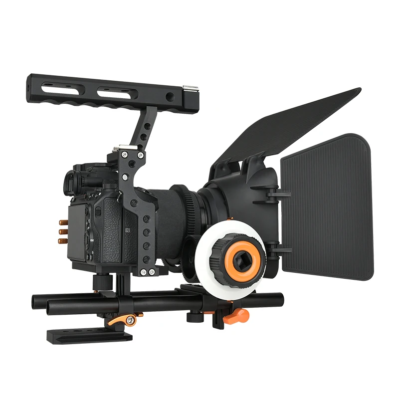 Yelangu kit de equipamento de gaiola de câmera para sony a7s a7 a7r a72 a7rii a7sii a6000 a6500 a6300 com montagens de sapata fria dupla roscas de 1/4 - Imagem 6