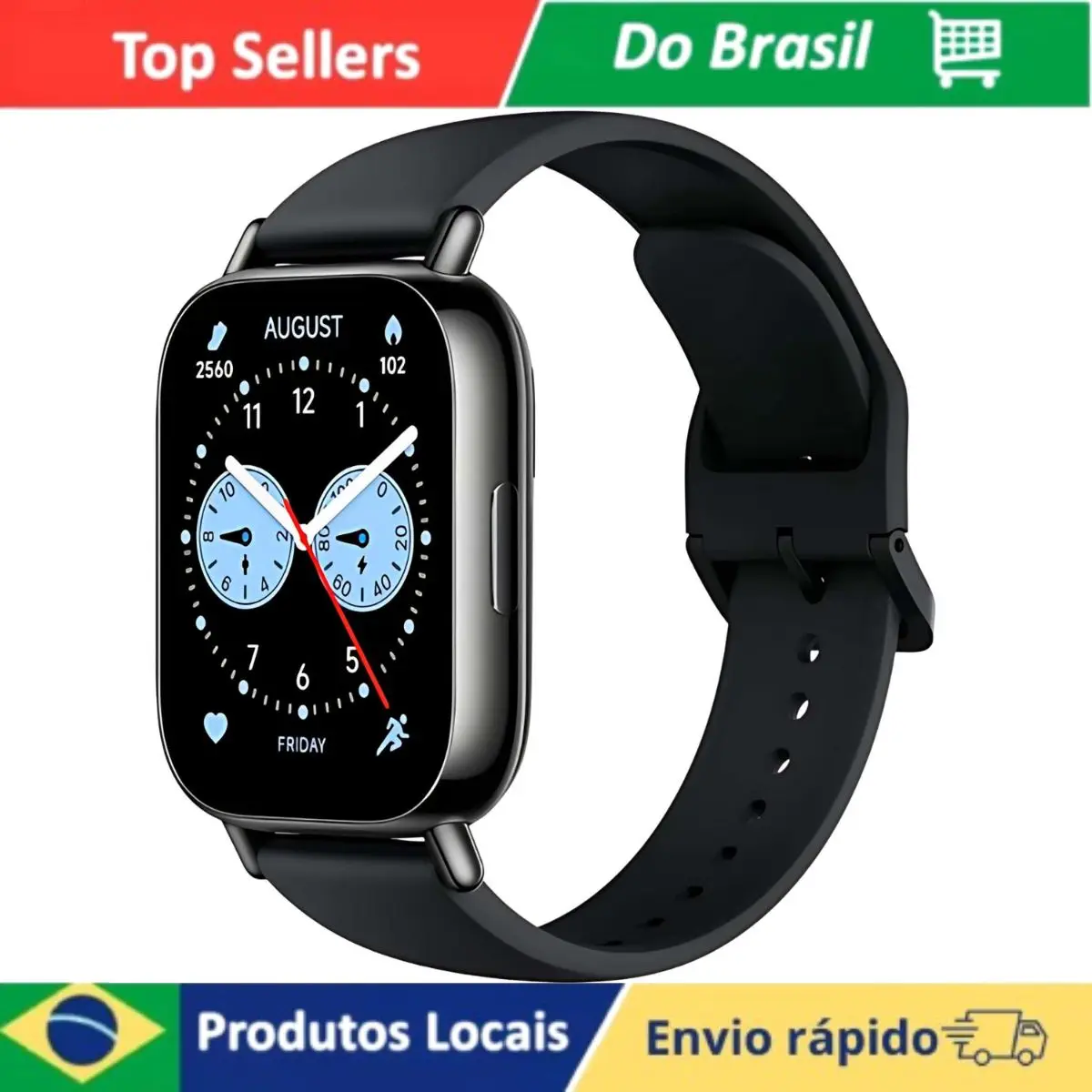 Redmi Watch 5 Lite Smartwatch com tela AMOLED de 1,96 polegadas, bateria de 470mAh, resistência à água de 5 ATM e monitoramento de saúde. Compatível com Android e iOS.