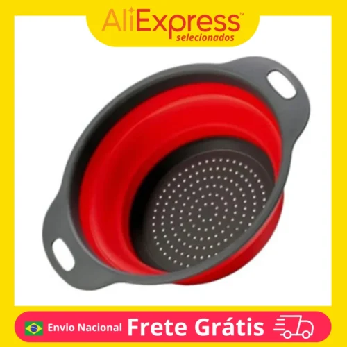 Escorredor Retrátil Silicone Redondo Prático Compacto Para Macarrão Frutas Legumes Cozinha Funcional Para Casa Louças