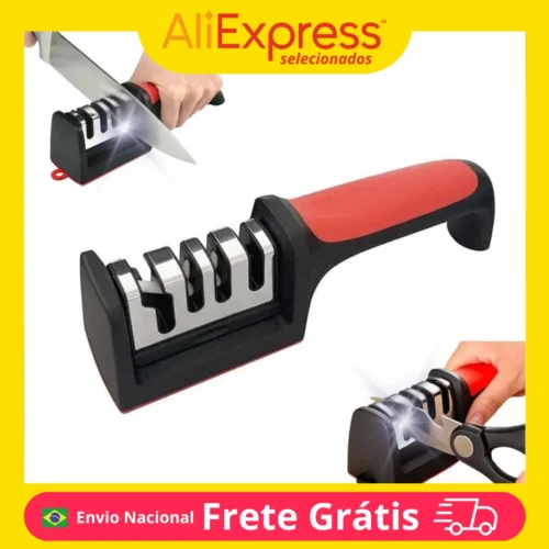 Afiador 4 em 1 Profissional para Facas e Tesouras, Amolador Multifuncional de Cozinha, Ideal para Utensílios Domésticos, Afiação