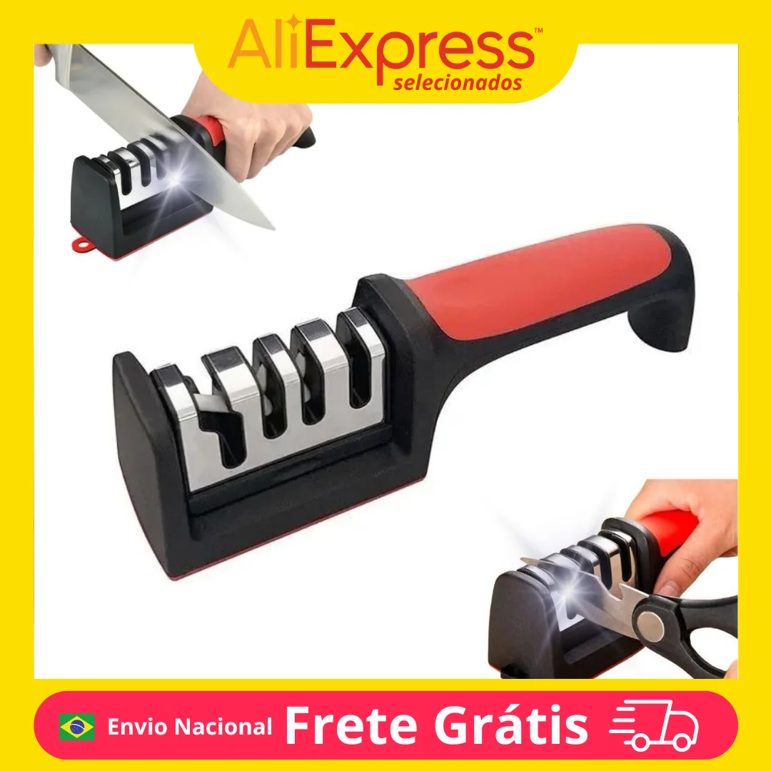 Afiador 4 em 1 Profissional para Facas e Tesouras, Amolador Multifuncional de Cozinha, Ideal para Utensílios Domésticos, Afiação