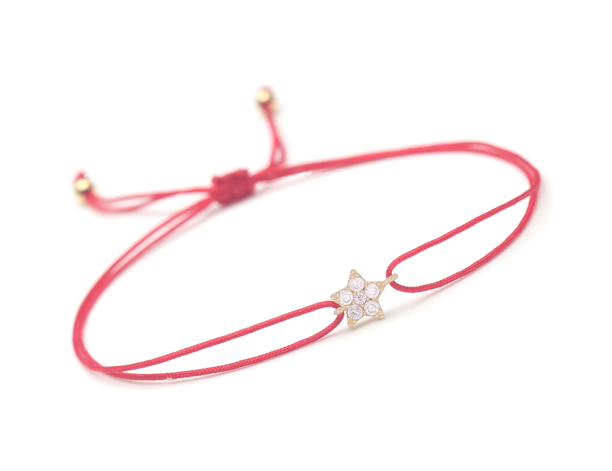 Mini cordão trançado com estrela de cinco pontas, pulseira de cobre de cristal preto com zircônia, branca, vermelha e cinza, joia bonita para homens e mulheres - Imagem 3