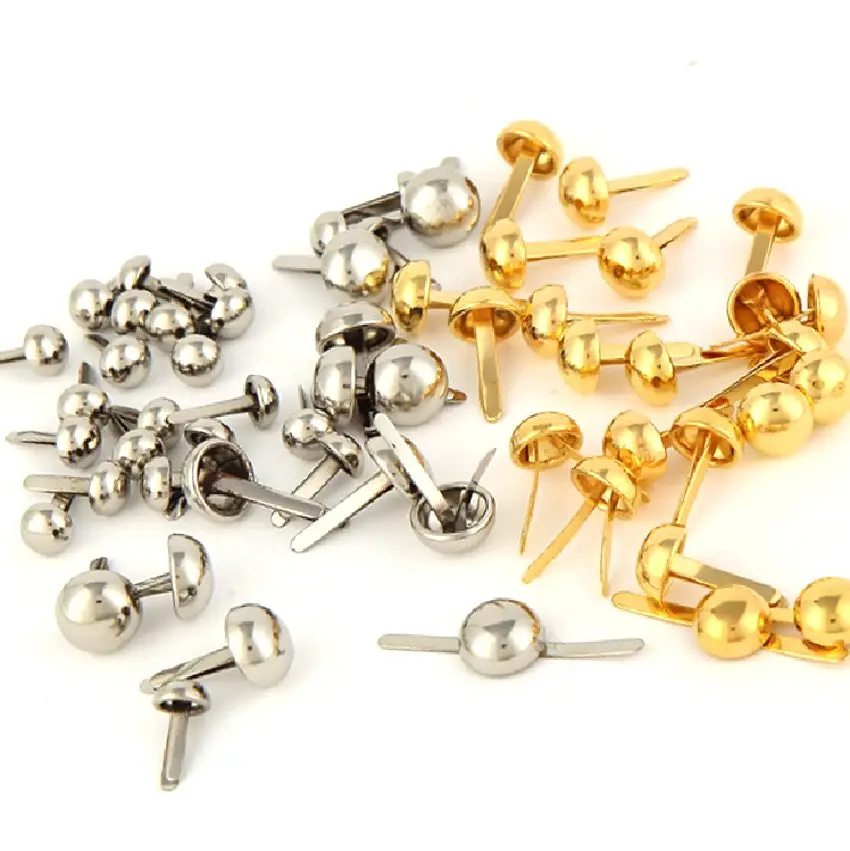 200 pçs rebites pico studs pontos cone tom de prata redondo scrapbooking brads punk saco roupas 8/10/12/15mm - Imagem 6