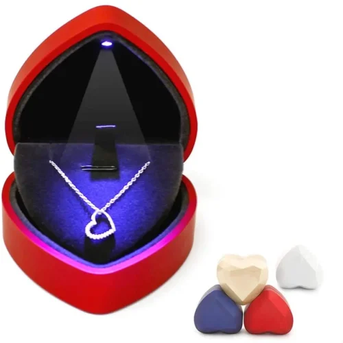 Forma de coração led luz colar pingente pulseira tornozeleira titular caixa proposta casamento banda exibição armazenamento caixa jóias