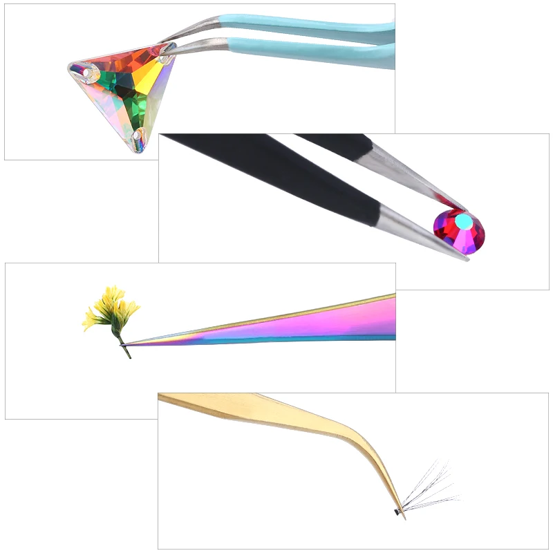 Qiao excelente qualidade pinças dobrar + reta novo aço inoxidável industrial anti-estática cruz pinças acessórios de costura ferramentas - Imagem 3