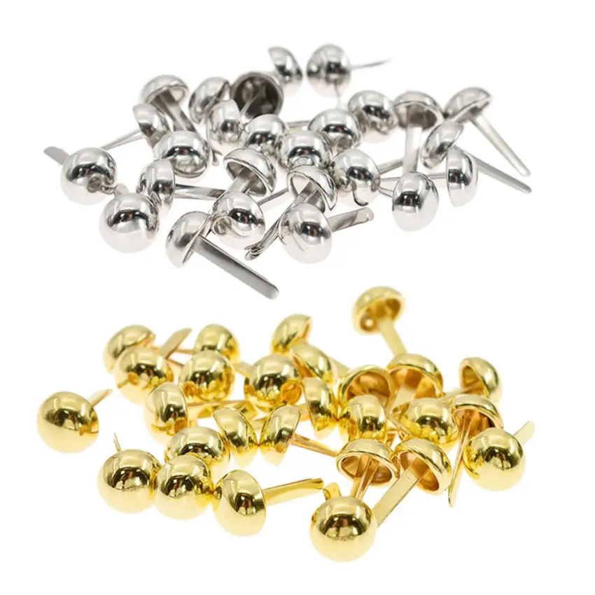 200 pçs rebites pico studs pontos cone tom de prata redondo scrapbooking brads punk saco roupas 8/10/12/15mm