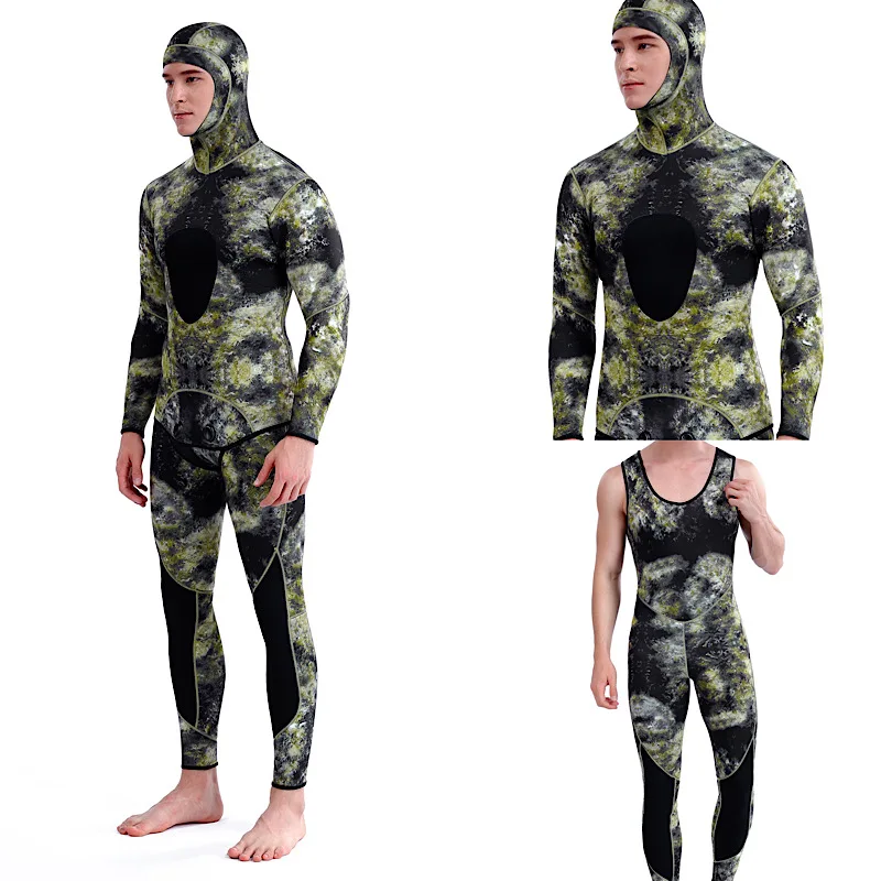 Terno com capuz de mergulho em neoprene para homens, capuz quente para surfe, zíper frontal, mergulho, pesca submarina, 3mm, 5mm, inverno, 2022. - Imagem 7