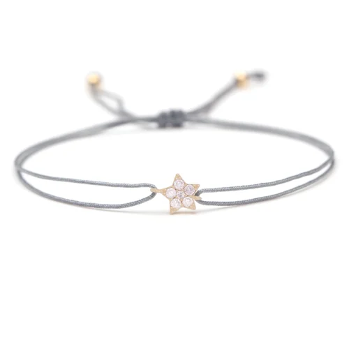 Mini cordão trançado com estrela de cinco pontas, pulseira de cobre de cristal preto com zircônia, branca, vermelha e cinza, joia bonita para homens e mulheres