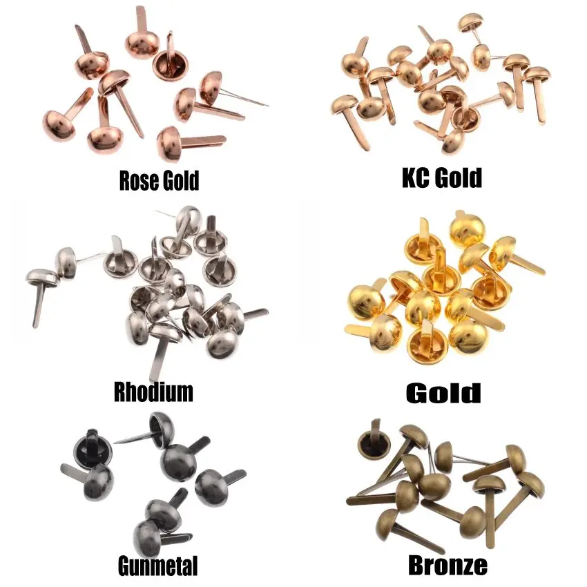 200 pçs rebites pico studs pontos cone tom de prata redondo scrapbooking brads punk saco roupas 8/10/12/15mm - Imagem 2