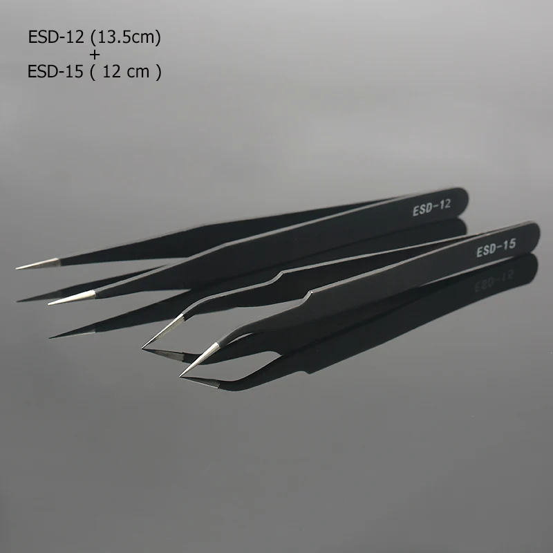 Qiao excelente qualidade pinças dobrar + reta novo aço inoxidável industrial anti-estática cruz pinças acessórios de costura ferramentas - Imagem 12