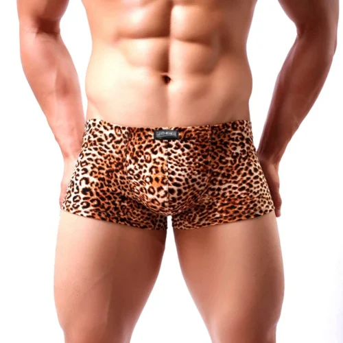 CLEVER-MENMODE quente sexy masculino leopardo impresso roupa interior boxer troncos estilo selvagem boxers shorts masculino calcinha cueca hombre