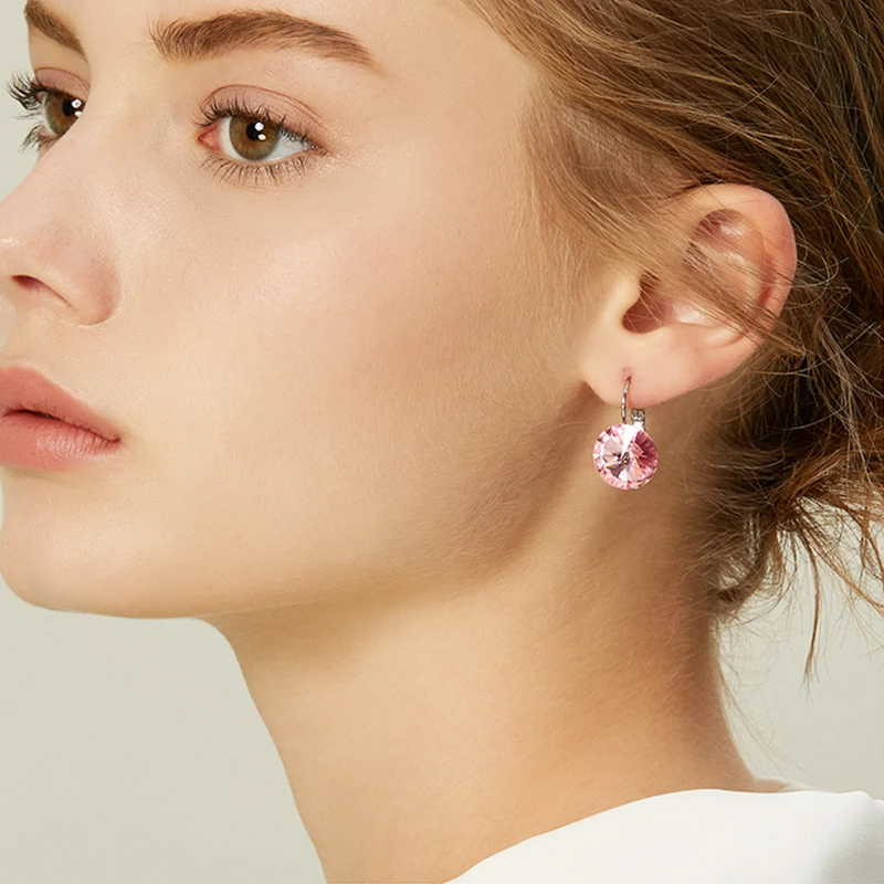 Bella-Brincos para Mulheres, Cristais da Áustria, Dourado, Cor Prata, Piercing Redondo, Brand Jewelry, Tendências, Natal, 2022 - Imagem 5