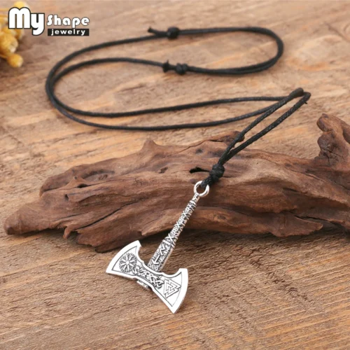 My Shape Viking Ax Machado Colar para Homens Norse Viking Runes Compass Bandeira Pingente Cadeia Amuleto Do Vintage Jóias Do Menino Masculino Presentes