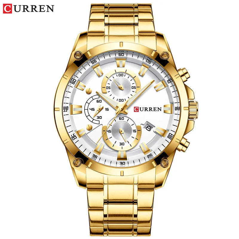 Relógios de ouro masculino luxo marca superior curren quartzo relógio de pulso moda esporte e causal relógio de negócios masculino reloj hombres - Imagem 12