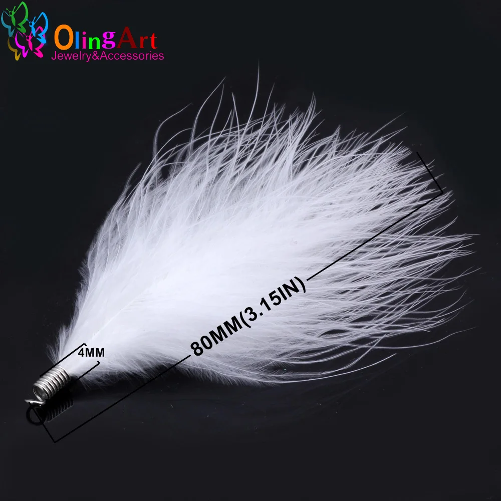 OlingArt Naturais Penas de Peru 10 pçs/lote 80MM Cor Misturada Colar de Mulheres Brincos Borlas DIY Jewelry Making Pingentes Delicados - Imagem 2