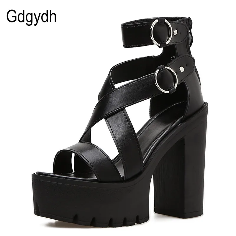 Gdgydh-sandálias plataforma para mulheres, sapatos abertos, saltos altos, com fivela, estilo gladiador, moda verão - Imagem 2