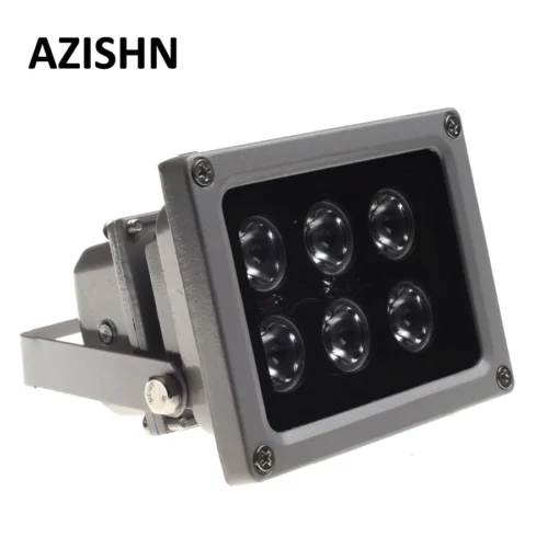 Lâmpada Azishn-infravermelha para câmera de cctv, 6pcs, luz led, ir, ao ar livre, impermeável, visão noturna