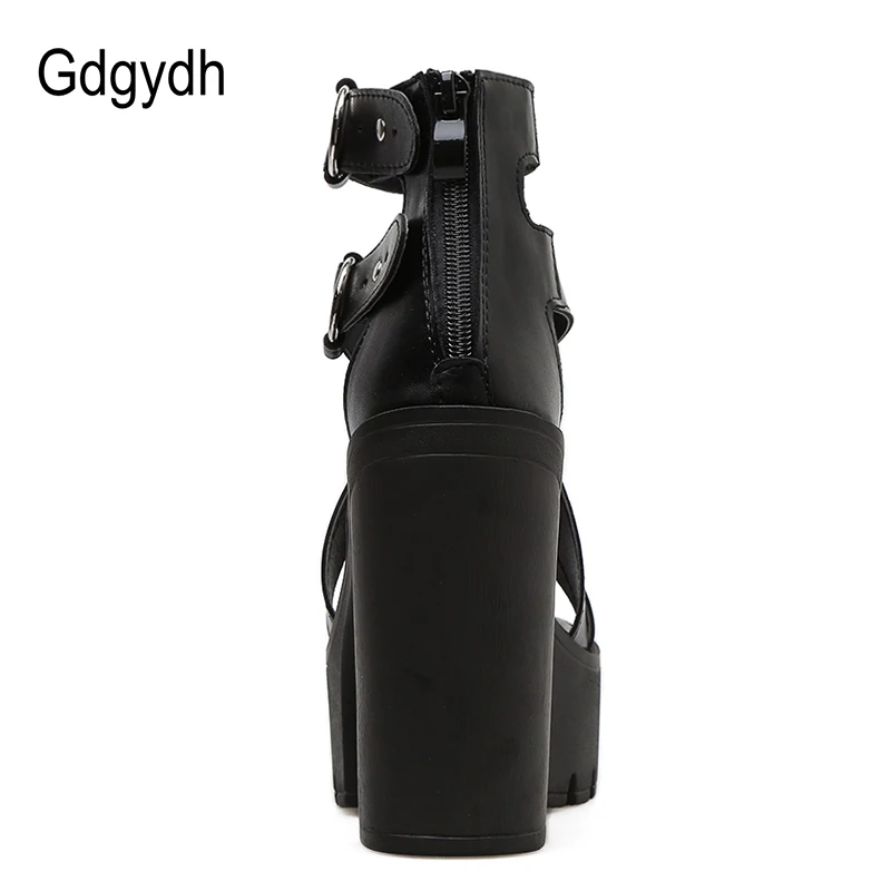 Gdgydh-sandálias plataforma para mulheres, sapatos abertos, saltos altos, com fivela, estilo gladiador, moda verão - Imagem 3