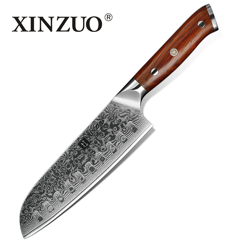XINZUO-Kitchen Knife Sets, Japonês Forjado, Aço Damasco, Santoku Facas, Aço inoxidável, Rosewood Handle, 1Pc, 3Pcs - Imagem 9