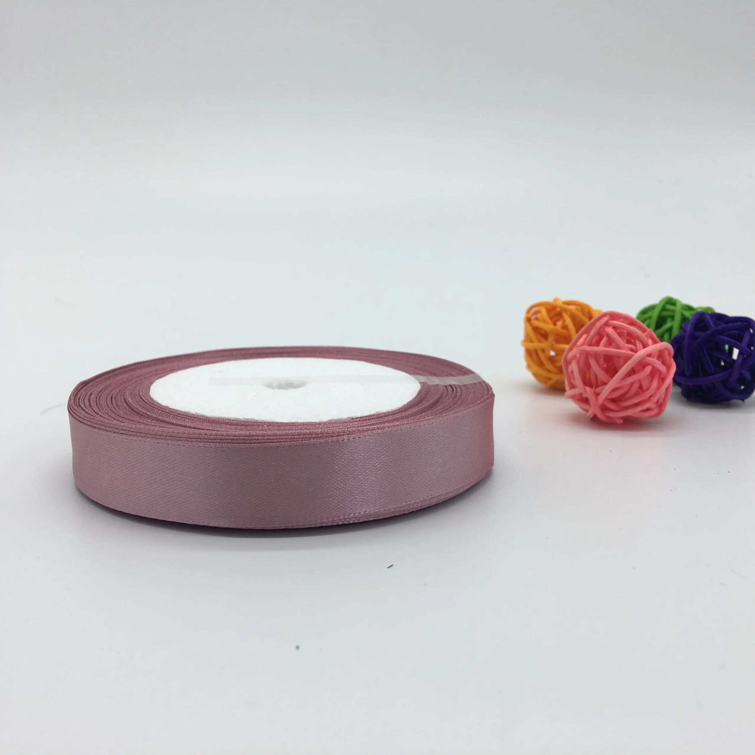 Fita de cetim de seda para decoração de casamento, cartão do convite, embalagem do presente, pálido, 6mm, 10mm, 15mm, 20mm, 25mm, 38mm, 50mm, 1 rolo, 25yds - Imagem 3