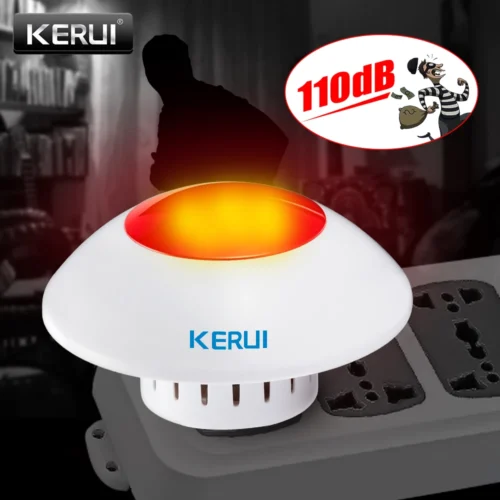 Kerui j009 sirene interna alta sem fio piscando sirene alarme chifre luz vermelha sirene estroboscópica para gsm casa e negócios alarme de segurança