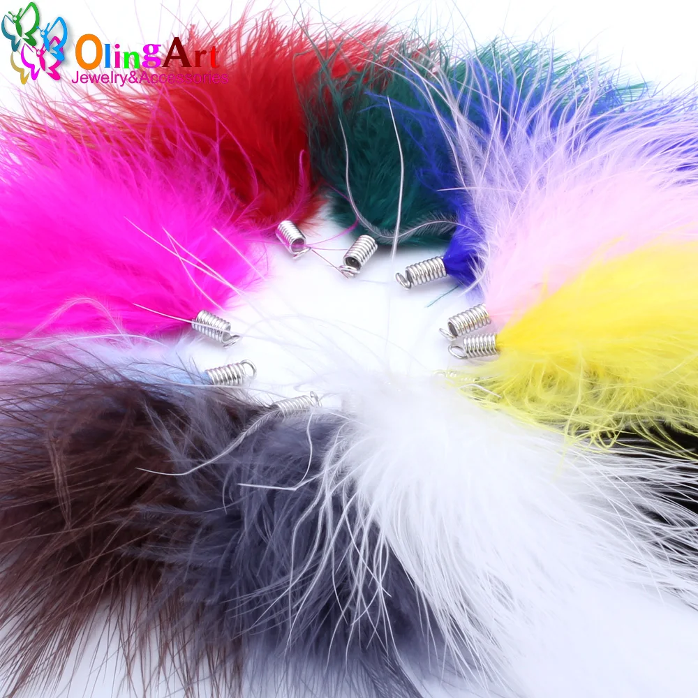 OlingArt Naturais Penas de Peru 10 pçs/lote 80MM Cor Misturada Colar de Mulheres Brincos Borlas DIY Jewelry Making Pingentes Delicados - Imagem 3