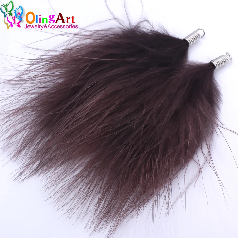 OlingArt Naturais Penas de Peru 10 pçs/lote 80MM Cor Misturada Colar de Mulheres Brincos Borlas DIY Jewelry Making Pingentes Delicados - Imagem 4