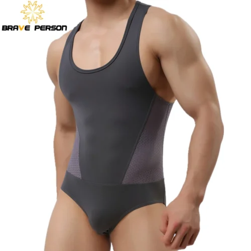 Homens de alta elasticidade de uma peça collant shapers, Body Building Singlet underwear, fino, corretivo, pessoa corajosa, bodysuits