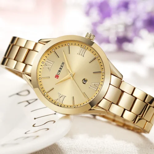 Curren relógio feminino de luxo moda relógios mulher relógio aço inoxidável simples negócios wriswatches senhoras relogio feminino 9007