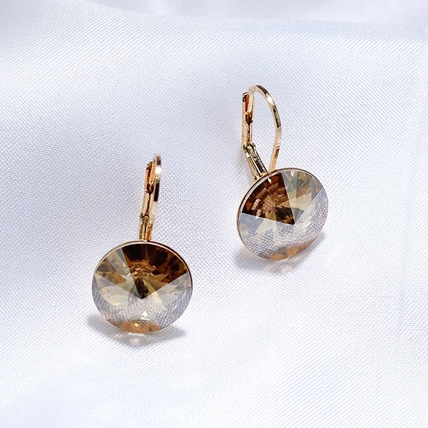 Bella-Brincos para Mulheres, Cristais da Áustria, Dourado, Cor Prata, Piercing Redondo, Brand Jewelry, Tendências, Natal, 2022 - Imagem 19