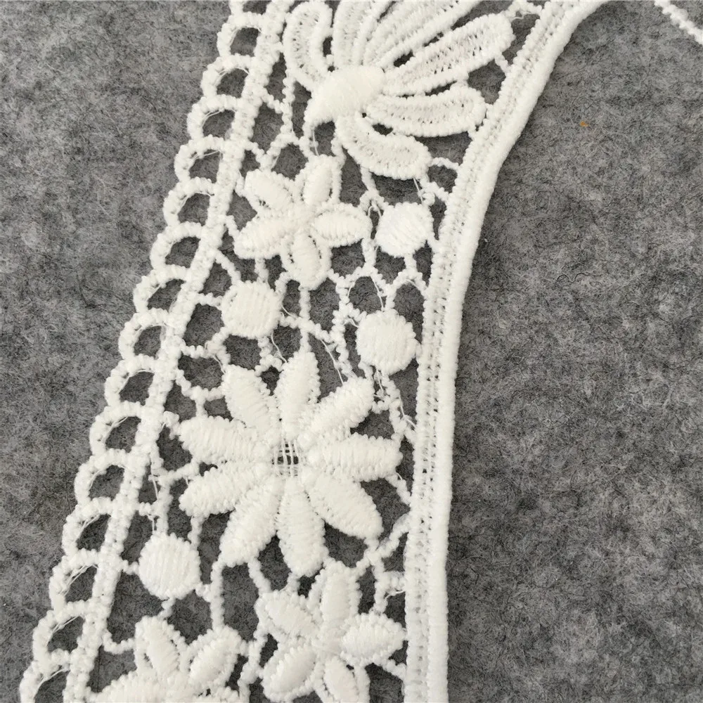 Aplique de gola de renda bordada branca, decote bordado, costura em remendos, acessórios de tecido de costura 1 peça - Imagem 3