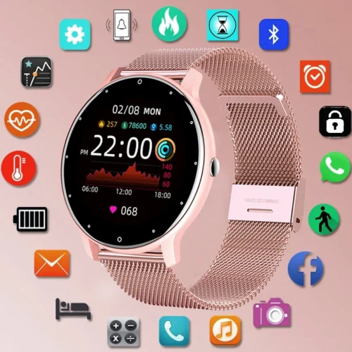 Relógio inteligente LIGE 2025 feminino com tela sensível ao toque completa, ideal para esportes e fitness, à prova d'água IP67, Bluetooth e compatível com Android e iOS.